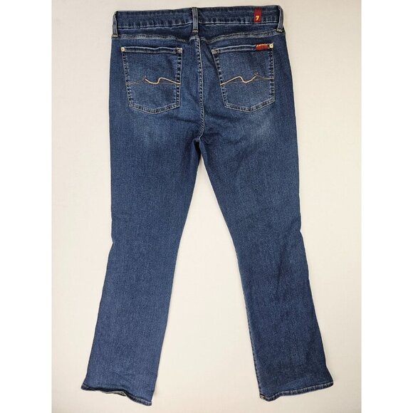 7 For All Mankind Size 32X34 Women Kimmie Bootcut Blue Denim 5 Pocket Logo Jeans - Picture 1 of 13